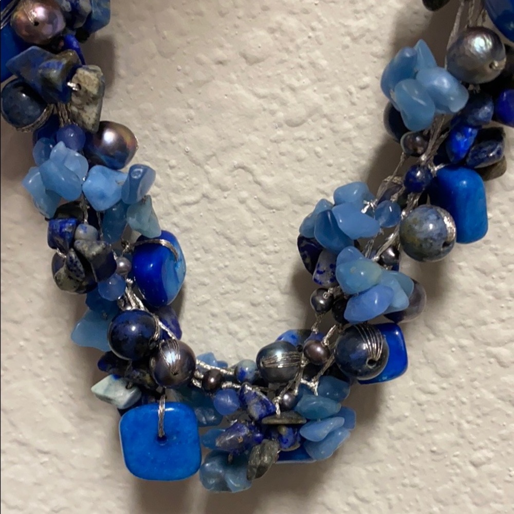 15” Lapis lazure crystal necklace - Picture 3 of 7